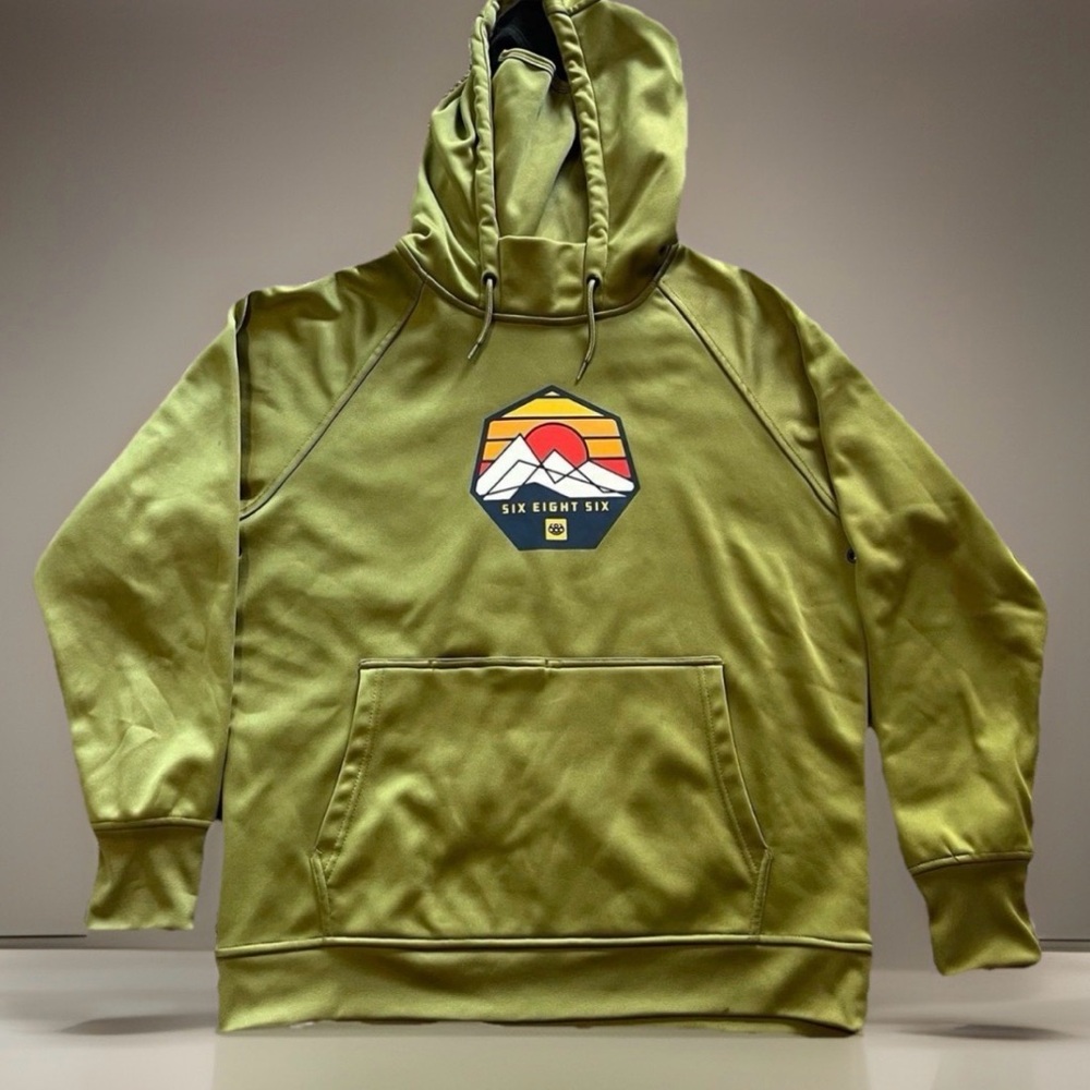 686 Olive Green Ski Pullover Hoodie with Mountain Logo Medium